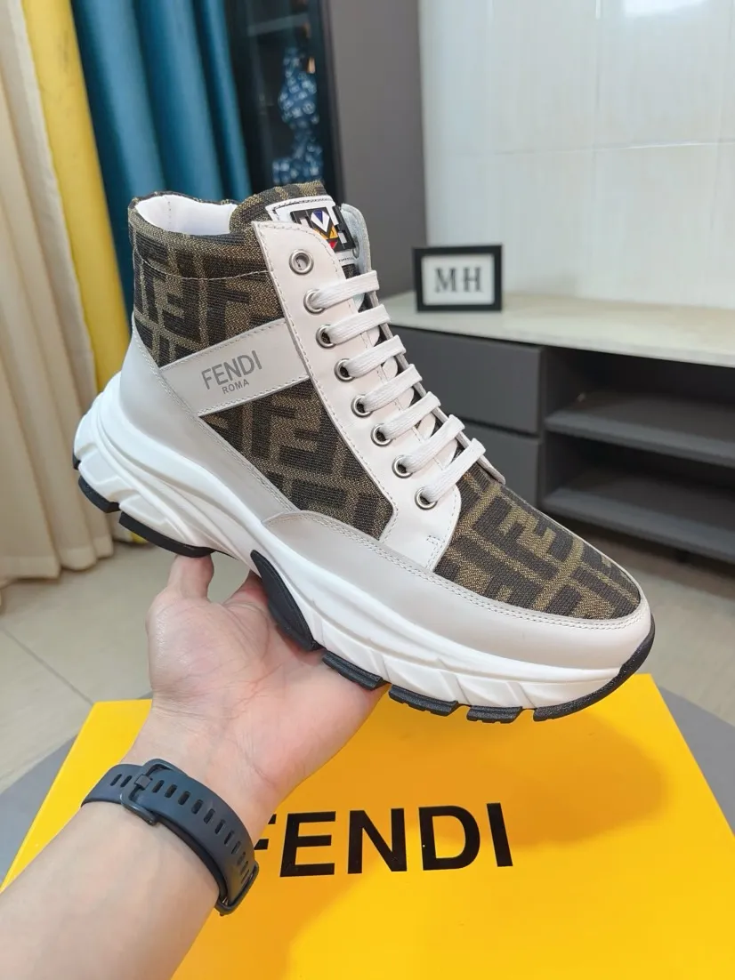 Men's shoes 💰458🌹🌹【fendi Fendi】: 🔝High-end brand of men's shoes: high-top series: official website 1:1 latest masterpiece: the upper is made of brand fabric with imported cowhide technology, ➕🐑made in sheepskin👍, making walking more convenient and comfortable, a stunning work, compared with the official quality, the beautiful 1:1 replica [color]! Create a fashionable personality to set off your uniqueness! A must-have for trendy men! 🔥Size: 38-44.